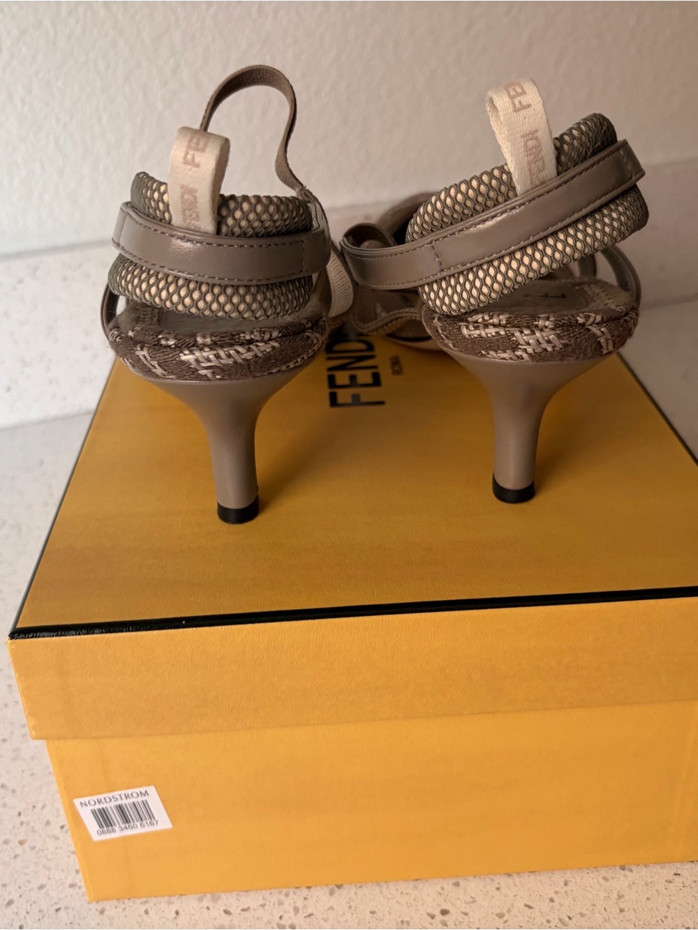 Fendi Colibri Taupe Monogram Pointed Slingback Heels - Picture 6 of 16